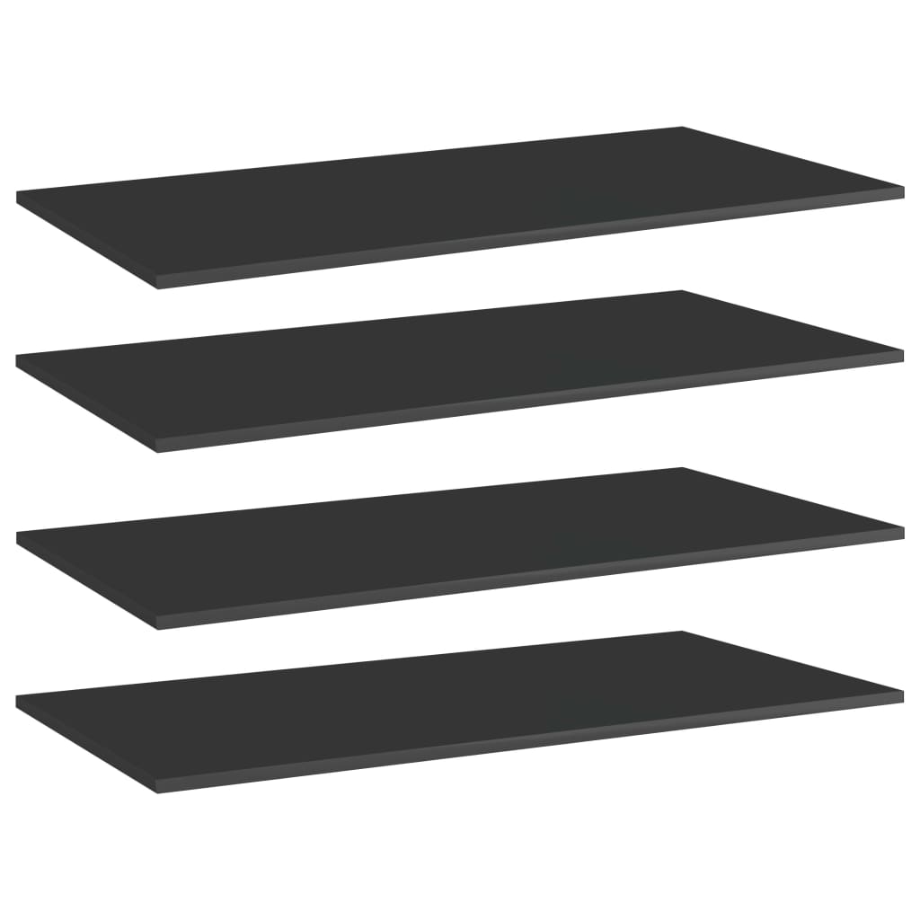 vidaXL Bookshelf Boards 4 pcs. High Gloss Black 80x30x1.5 cm
