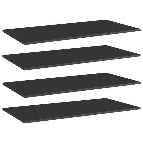 vidaXL Bookshelf Boards 4 pcs. High Gloss Black 80x30x1.5 cm