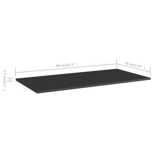 vidaXL Bookshelf Boards 4 pcs. High Gloss Black 80x30x1.5 cm