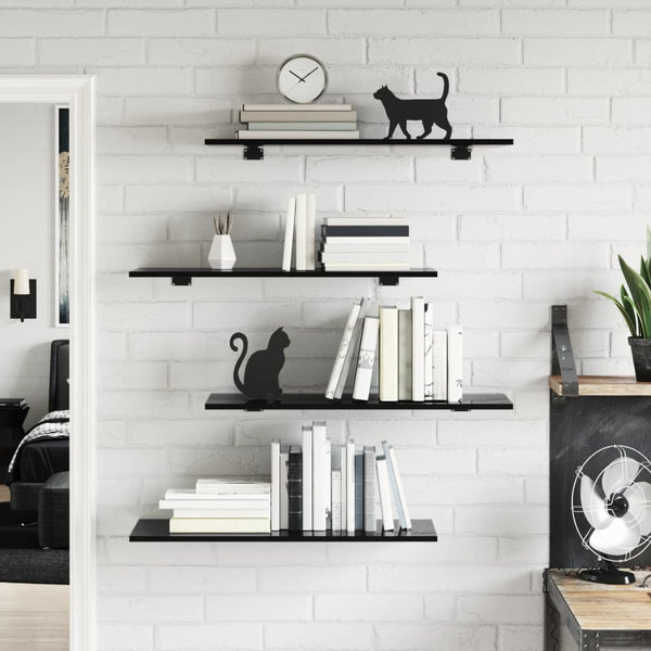 vidaXL Bookshelf Boards 8 pcs. High Gloss Black 80x30x1.5 cm
