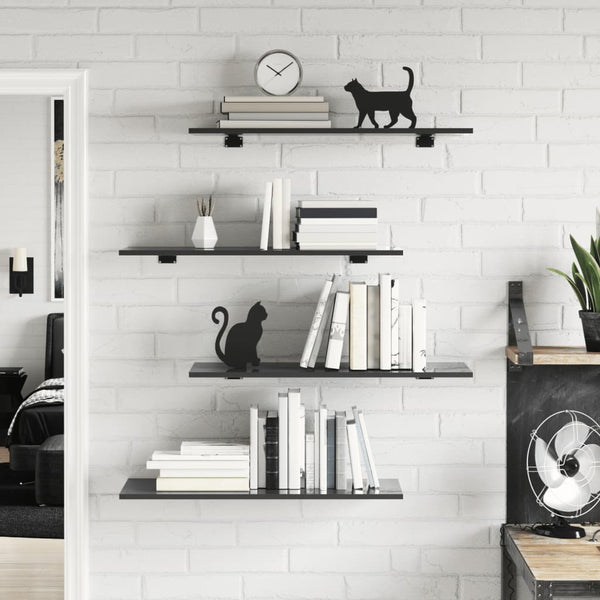 vidaXL Bookshelf shelves 4 pcs. High gloss grey 80x30x1.5 cm