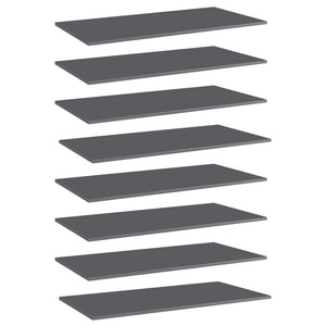 vidaXL Bookshelf Boards 8 pcs. High Gloss Grey 80x30x1.5 cm