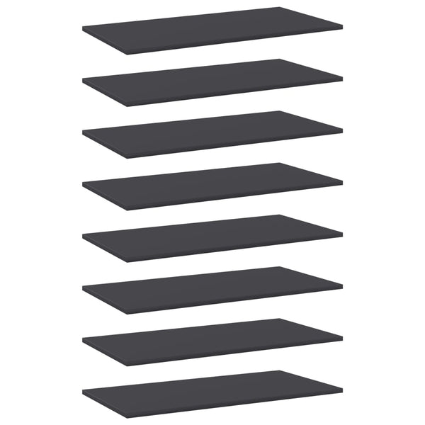 vidaXL Bookshelf Boards 8 pcs Grey 80x40x1.5 cm Engineered Wood
