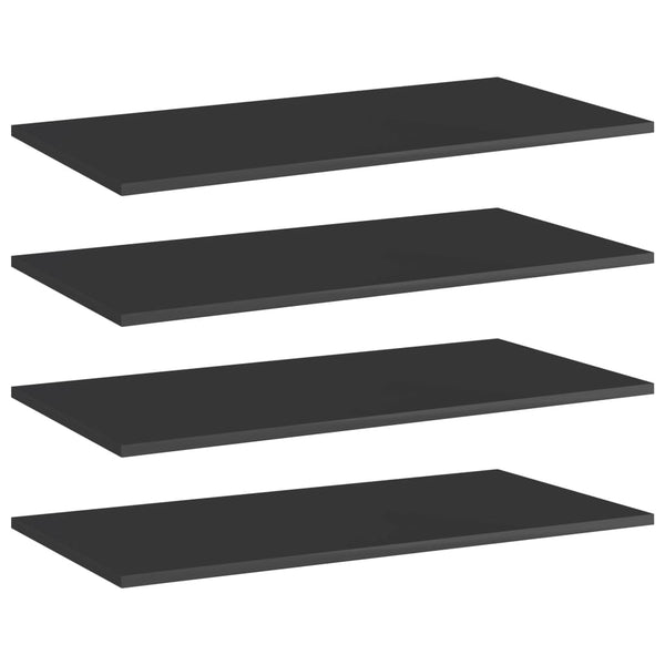 vidaXL Bookshelf Boards 4 pcs High Gloss Black 80x40x1.5 cm