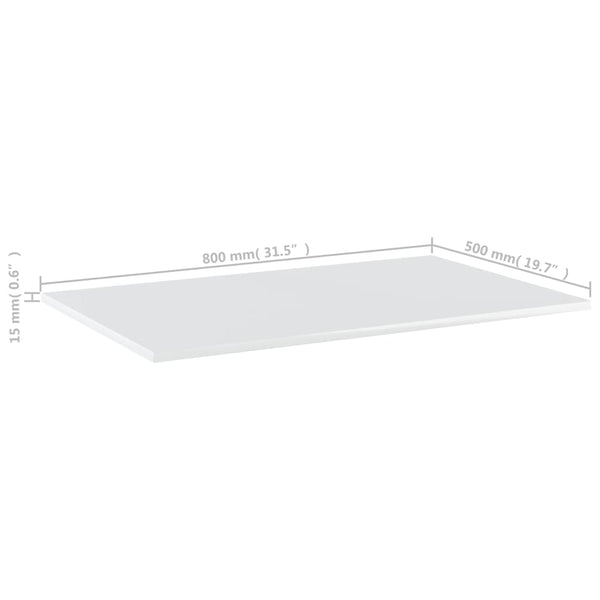 vidaXL Bookshelf Boards 4 pcs High Gloss White 80x50x1.5 cm