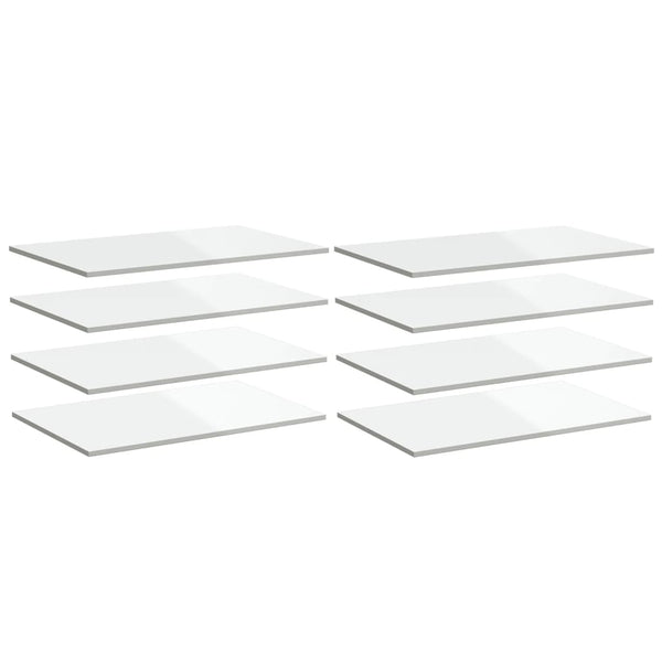 vidaXL Bookshelf Boards 8 pcs. High Gloss White 80x50x1.5 cm