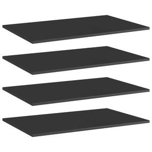 vidaXL Bookshelf Boards 4 pcs High Gloss Black 80x50x1.5 cm