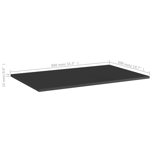 vidaXL Bookshelf Boards 4 pcs High Gloss Black 80x50x1.5 cm