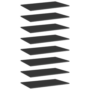 vidaXL Bookshelf Boards 8 pcs High Gloss Black 80x50x1.5 cm