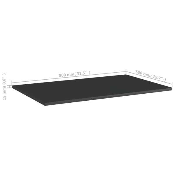 vidaXL Bookshelf Boards 8 pcs High Gloss Black 80x50x1.5 cm