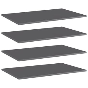 vidaXL Bookshelf Boards 4 pcs High Gloss Grey 80x50x1.5 cm