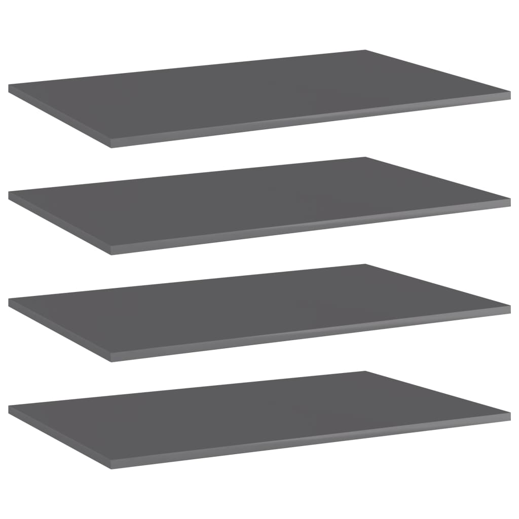 vidaXL Bookshelf Boards 4 pcs High Gloss Grey 80x50x1.5 cm