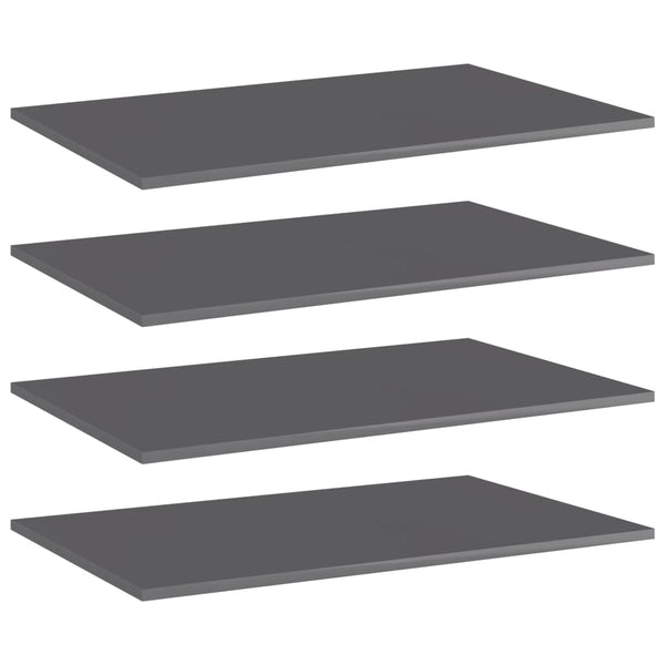 vidaXL Bookshelf Boards 4 pcs High Gloss Grey 80x50x1.5 cm