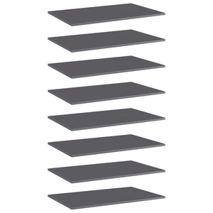 vidaXL Bookshelf Boards 8 pcs. High Gloss Grey 80x50x1.5 cm