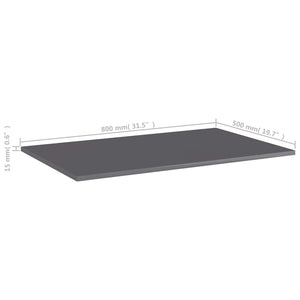 vidaXL Bookshelf Boards 8 pcs. High Gloss Grey 80x50x1.5 cm