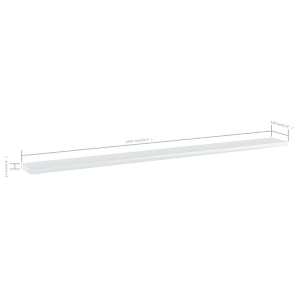 vidaXL Bookshelf Boards 4 pcs High Gloss White 100x10x1.5 cm