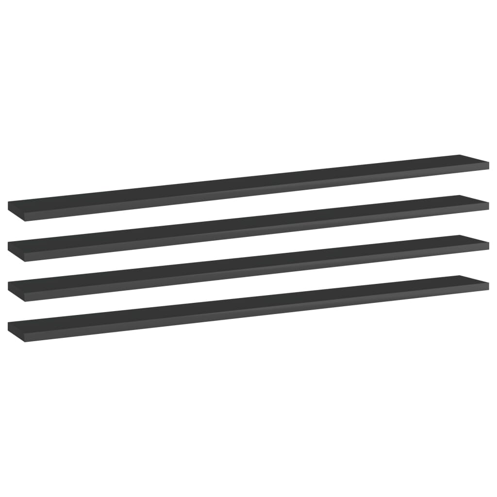 vidaXL Bookshelf Boards 4 pcs High Gloss Black 100x10x1.5 cm