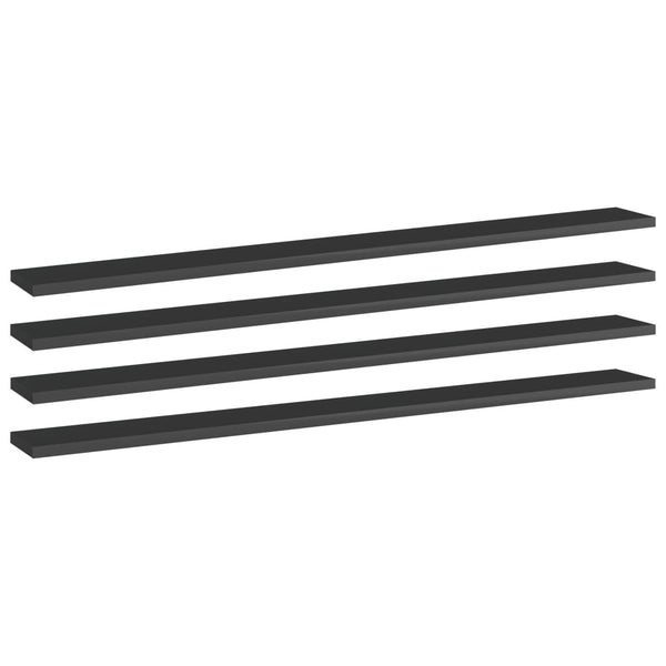 vidaXL Bookshelf Boards 4 pcs High Gloss Black 100x10x1.5 cm