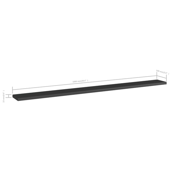 vidaXL Bookshelf Boards 4 pcs High Gloss Black 100x10x1.5 cm