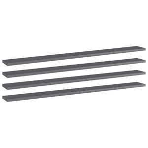 vidaXL Bookshelf Boards 4 pcs High Gloss Grey 100x10x1.5 cm