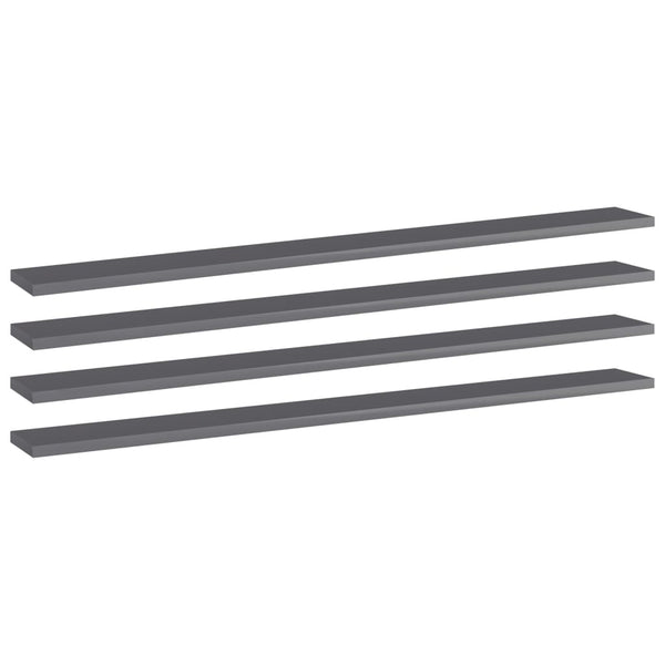 vidaXL Bookshelf Boards 4 pcs High Gloss Grey 100x10x1.5 cm