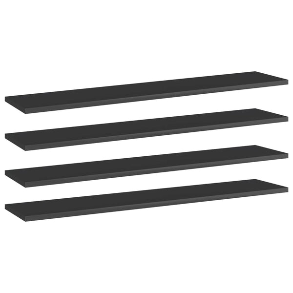 Hochglanz Schwarz Bücherregal Bretter, 4er Set