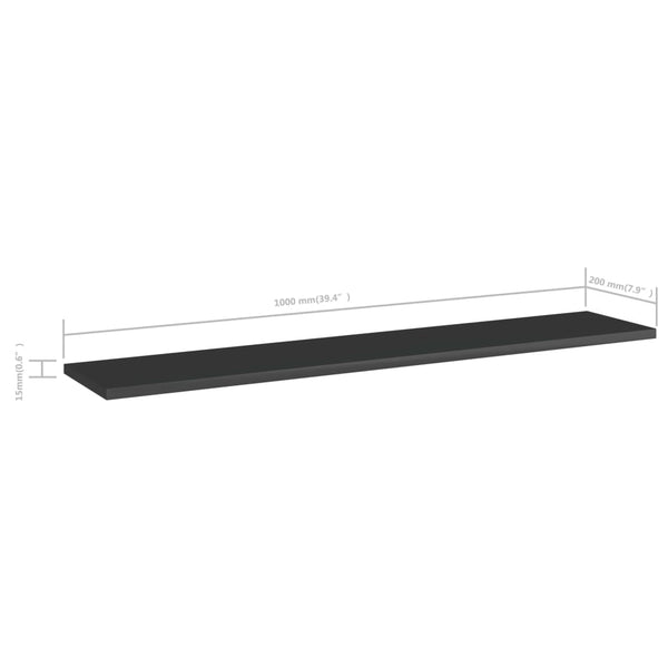 Hochglanz Schwarz Bücherregal Bretter, 4er Set