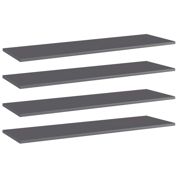 Bücherregal Bretter Hochglanz Grau 100x30 cm, 4er-Set
