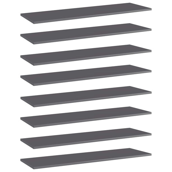 Bücherregal Bretter Grau Hochglanz 100x30 cm, 8 Stk
