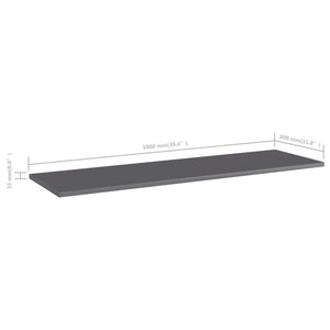 Bücherregal Bretter Grau Hochglanz 100x30 cm, 8 Stk