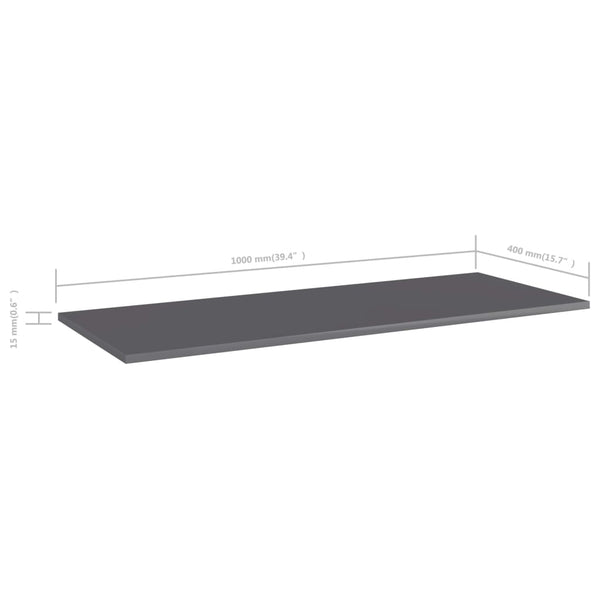 Regalbretter Hochglanz Grau 100x40 cm, 4er Set