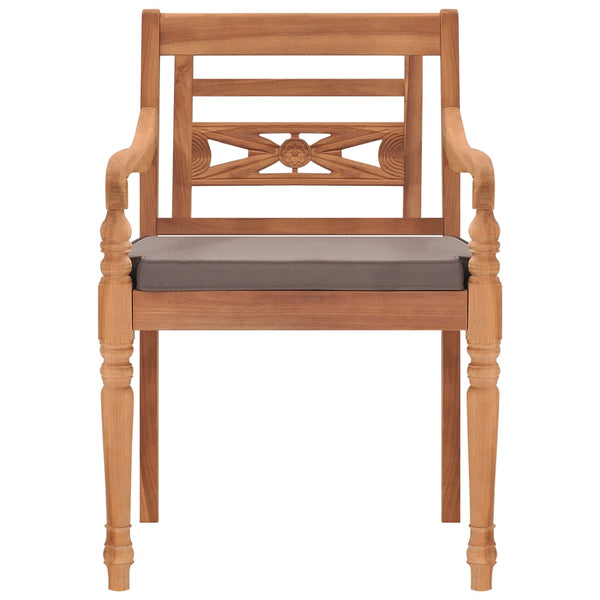 vidaXL Batavia Chairs 2 pcs. with Dark Grey Cushions Solid Teak Wood