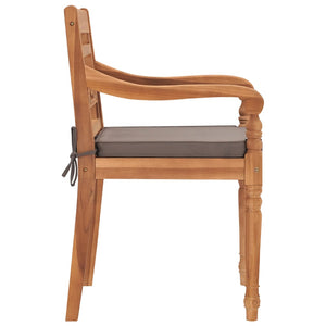 vidaXL Batavia Chairs 2 pcs. with Dark Grey Cushions Solid Teak Wood