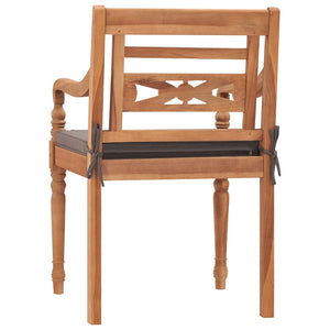 vidaXL Batavia Chairs 2 pcs. with Dark Grey Cushions Solid Teak Wood