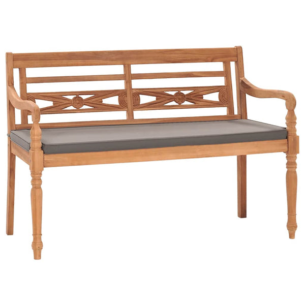 vidaXL Batavia Bench with Dark Grey Cushion 120 cm Solid Teak Wood
