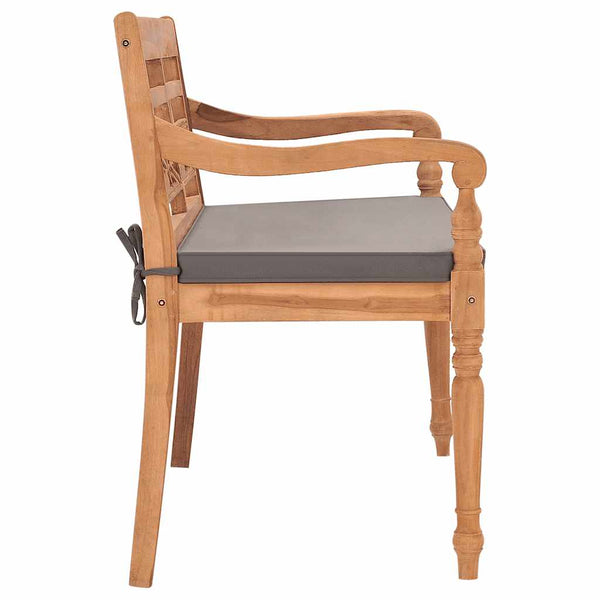 vidaXL Batavia Bench with Dark Grey Cushion 120 cm Solid Teak Wood