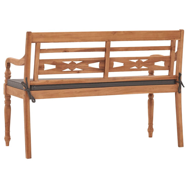 vidaXL Batavia Bench with Dark Grey Cushion 120 cm Solid Teak Wood