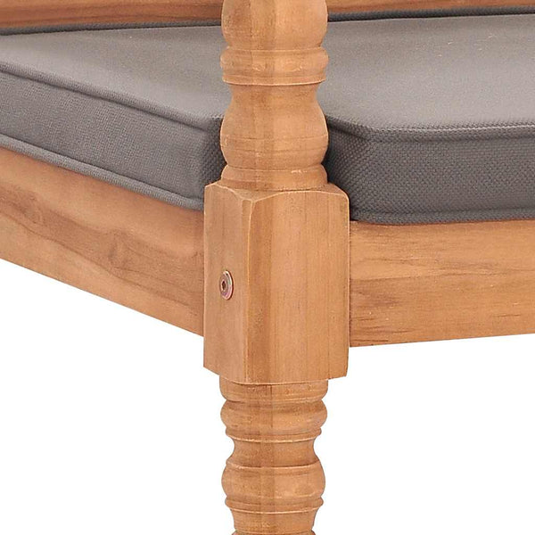 vidaXL Batavia Bench with Dark Grey Cushion 120 cm Solid Teak Wood