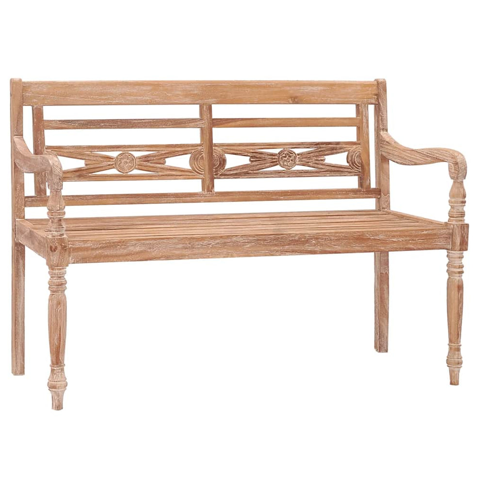 vidaXL Batavia Bench 120 cm White Solid Teak Wood