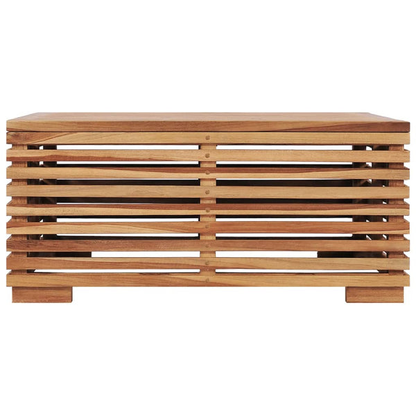 vidaXL Garden Table and Footstool Set with Cream Cushions Solid Teak Wood