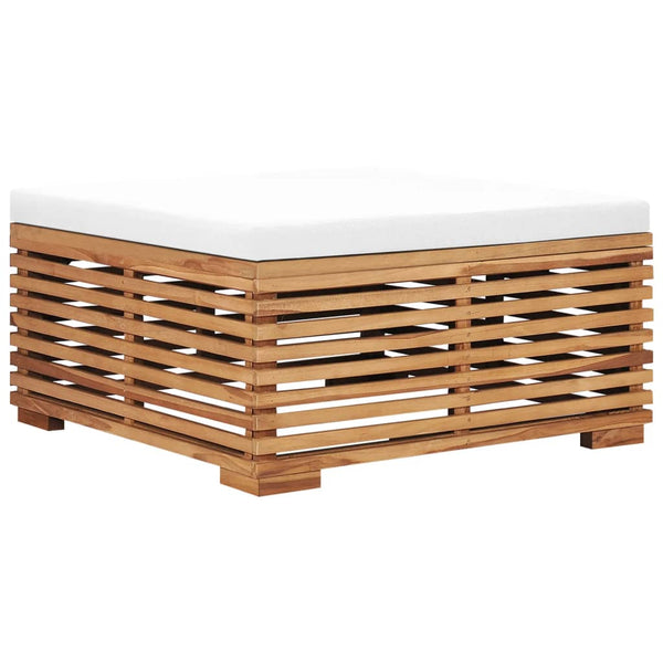 vidaXL Garden Table and Footstool Set with Cream Cushions Solid Teak Wood