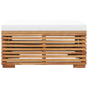 vidaXL Garden Table and Footstool Set with Cream Cushions Solid Teak Wood