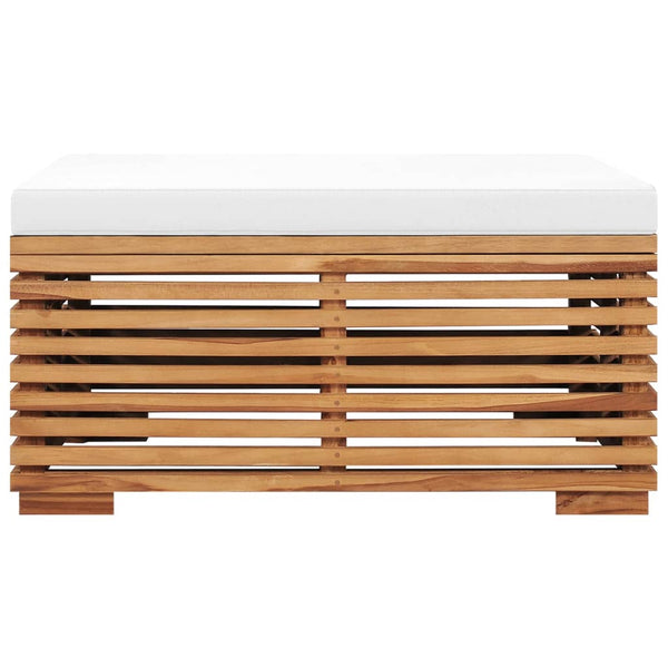 vidaXL Garden Table and Footstool Set with Cream Cushions Solid Teak Wood