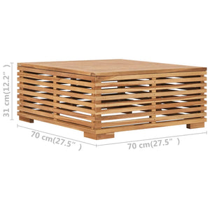 vidaXL Garden Table and Footstool Set with Cream Cushions Solid Teak Wood