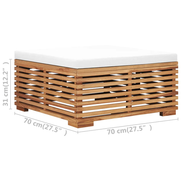 vidaXL Garden Table and Footstool Set with Cream Cushions Solid Teak Wood