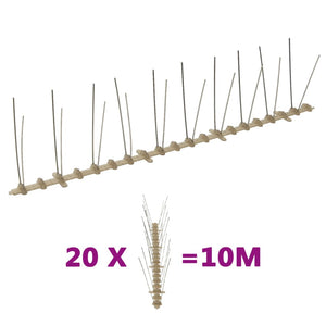 vidaXL 20-piece Bird Repellent Spikes Set 10 m Plastic 2-row