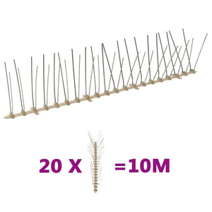 vidaXL 20-piece Bird Repellent Spikes Set 10 m Plastic 4-row