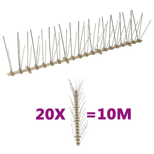 vidaXL 20-piece Bird Repellent Spike Set 10 m Plastic 5-row