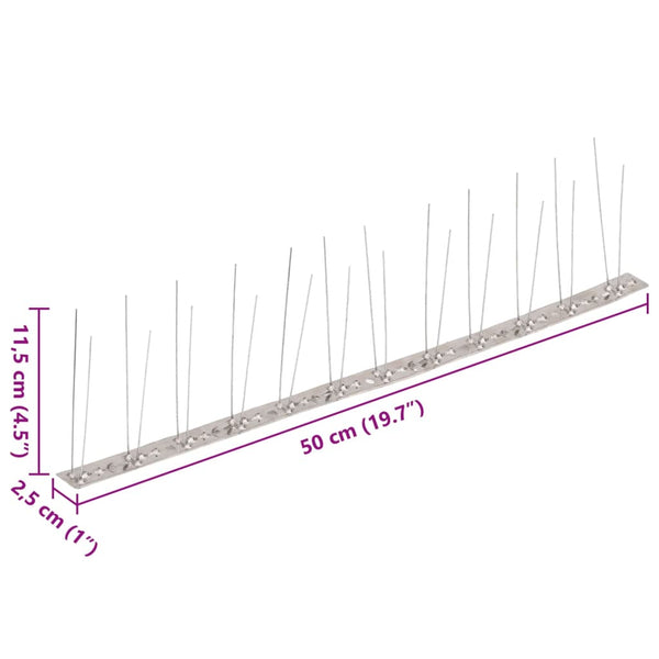 vidaXL 20-piece Pigeon Repellent Spikes Set Stainless Steel 10 m 2-row