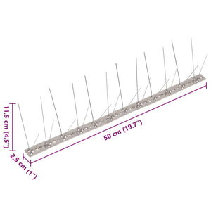 vidaXL 20-piece Pigeon Repellent Spikes Set Stainless Steel 10 m 4-row